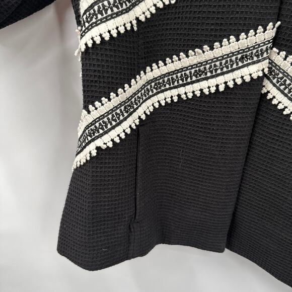 CHICO'S Black Embroidered Trim Blazer // M - Picture 5 of 8